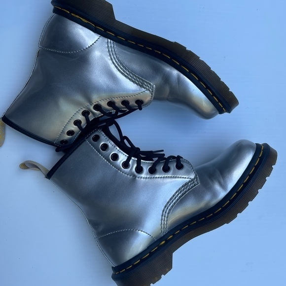 Dr. Martens 1460 Vegan Silver Metallic Chrome Boot - Picture 10 of 11